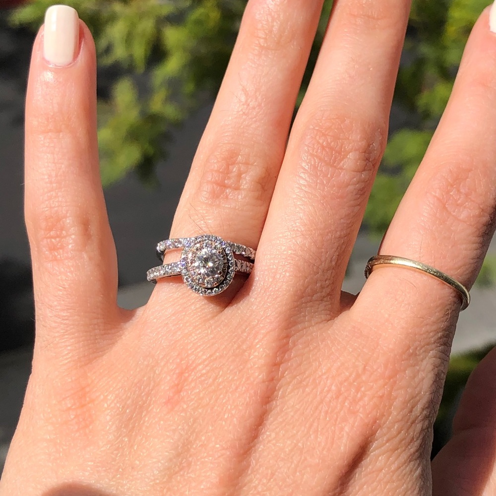 New Diamond Engagement Ring and Diamond Band - Picture 11 of 11